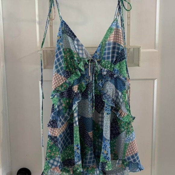 For Love And Lemons Pants - For love and Lemons Juniper Romper Patchwork Floral NWT XS